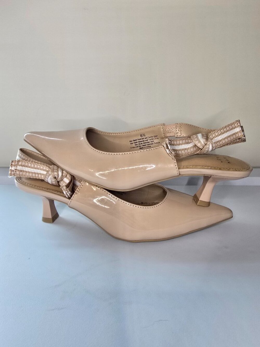 Target - A New Day Milan Slingback Kitten Pumps - Two Pairs - Tan & Black Lace - Picture 4 of 13